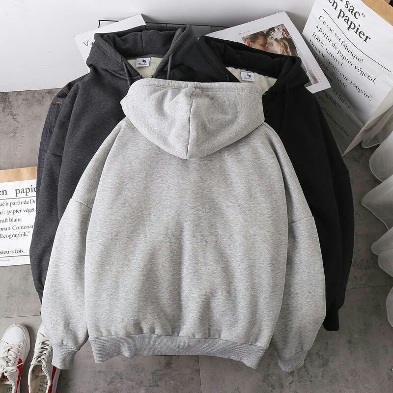 pinterest aesthetic warm zipper closure hoodie, korean style, retro baseball jacket, cotton jacket, casual hoodie jacket, winter