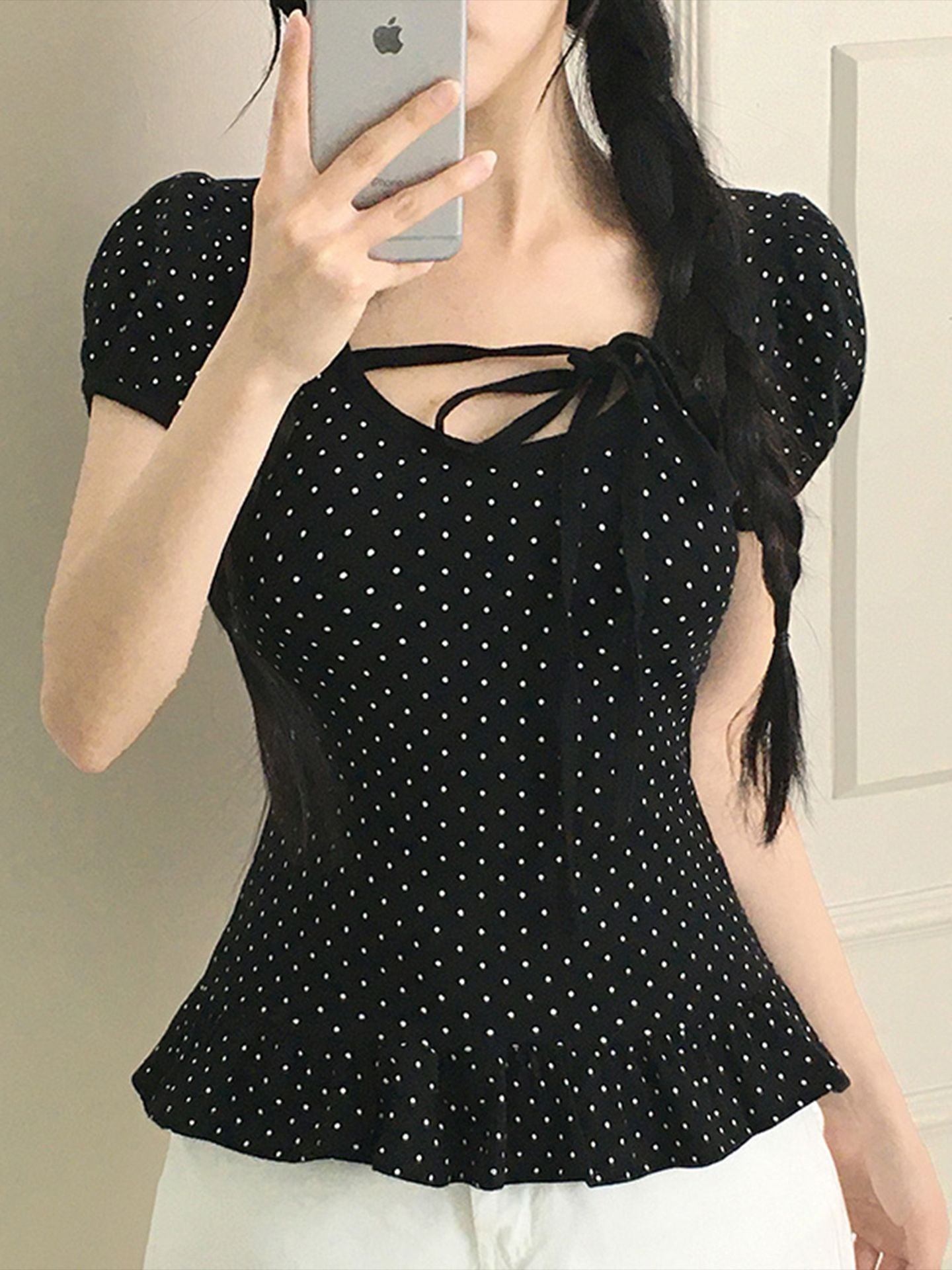 Sanwild Korean New Sweet Niche Design Short-Sleeved Women's Summer Slimming Look Versatile Strappy T-Shirt Top