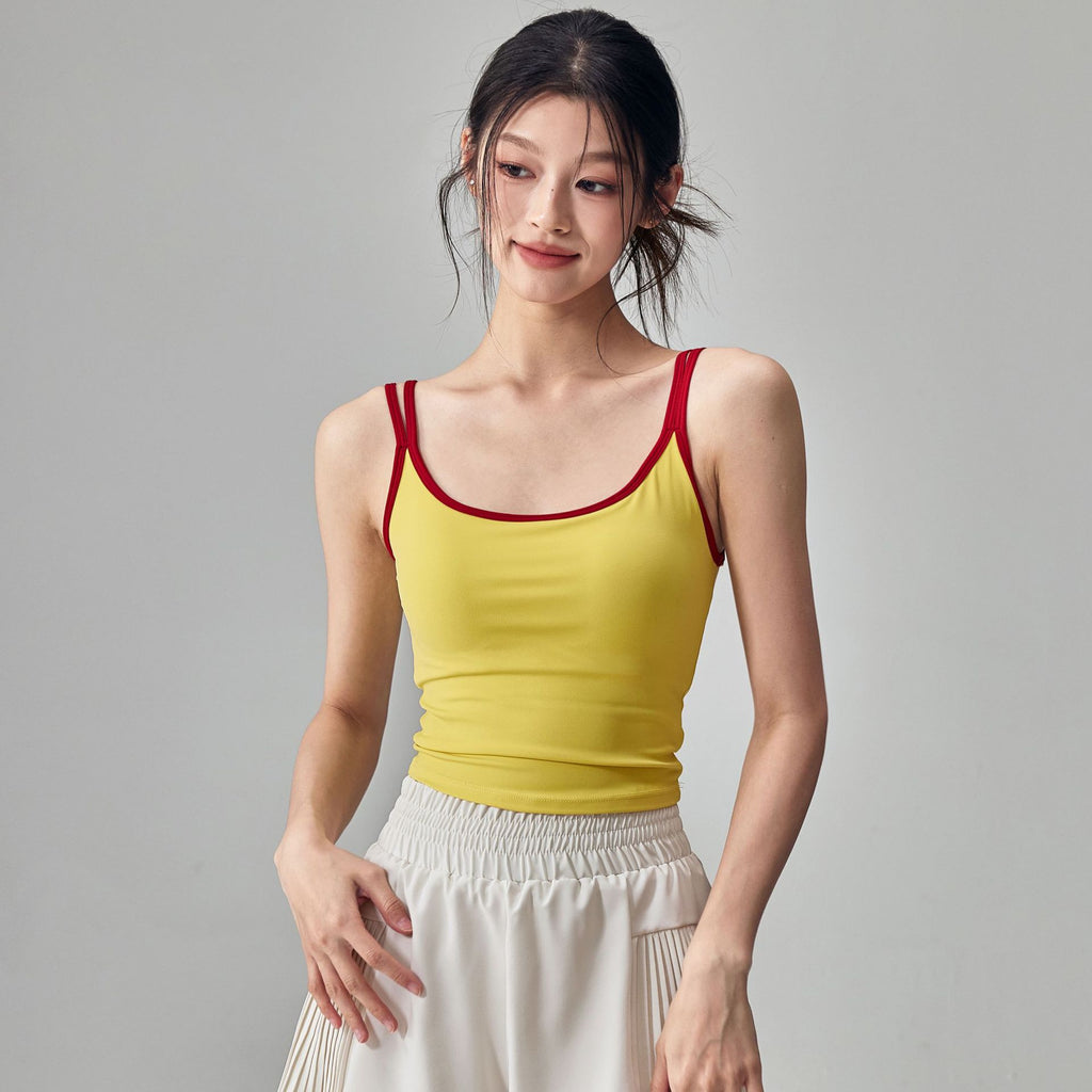 2025 New Summer Yoga Clothing Vest with Chest Pad Sports Bra Slimming Look Sleeveless Pilates Top Suit