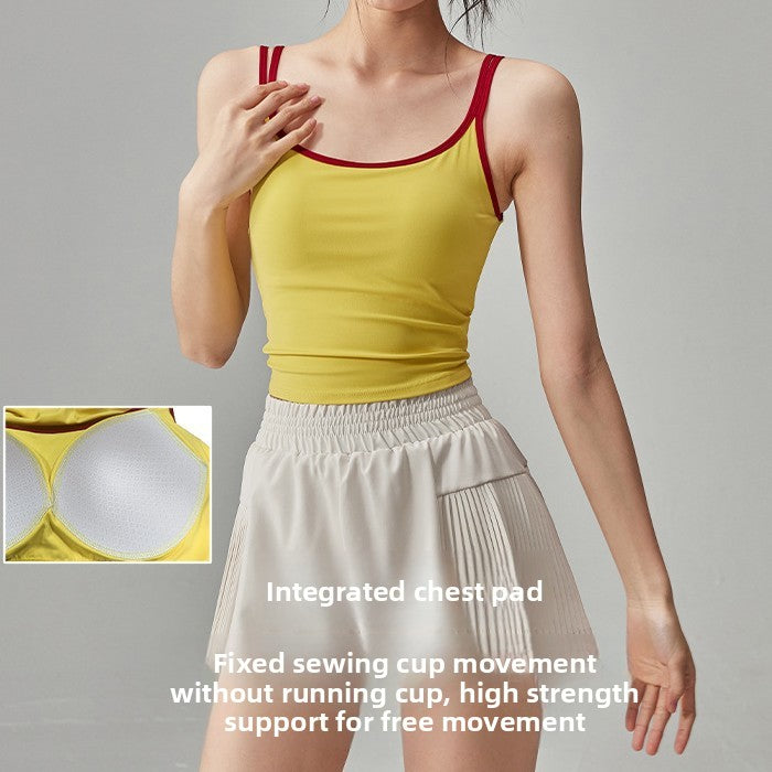 2025 New Summer Yoga Clothing Vest with Chest Pad Sports Bra Slimming Look Sleeveless Pilates Top Suit