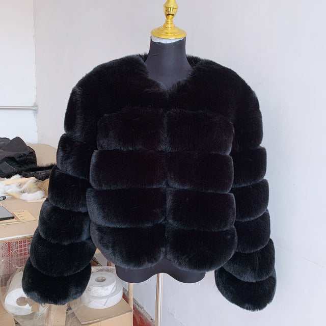 Yuan Yuan ?Celebrity Scene? Rex Rabbit Fur Outwear Women's Mid-Length Fur Coat 2025 New arrival Hot-Selling Winter Item