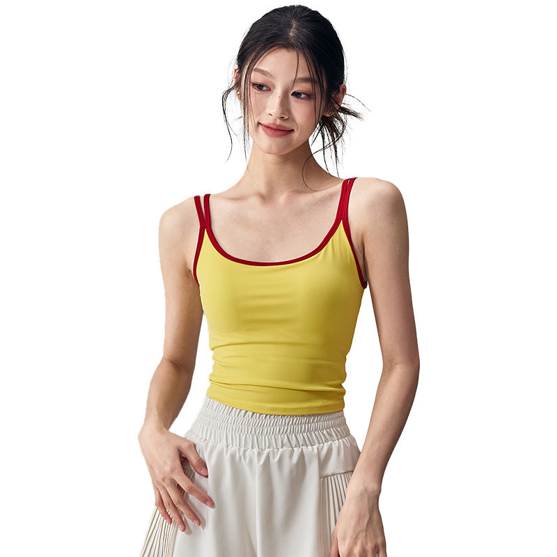 2025 New Summer Yoga Clothing Vest with Chest Pad Sports Bra Slimming Look Sleeveless Pilates Top Suit